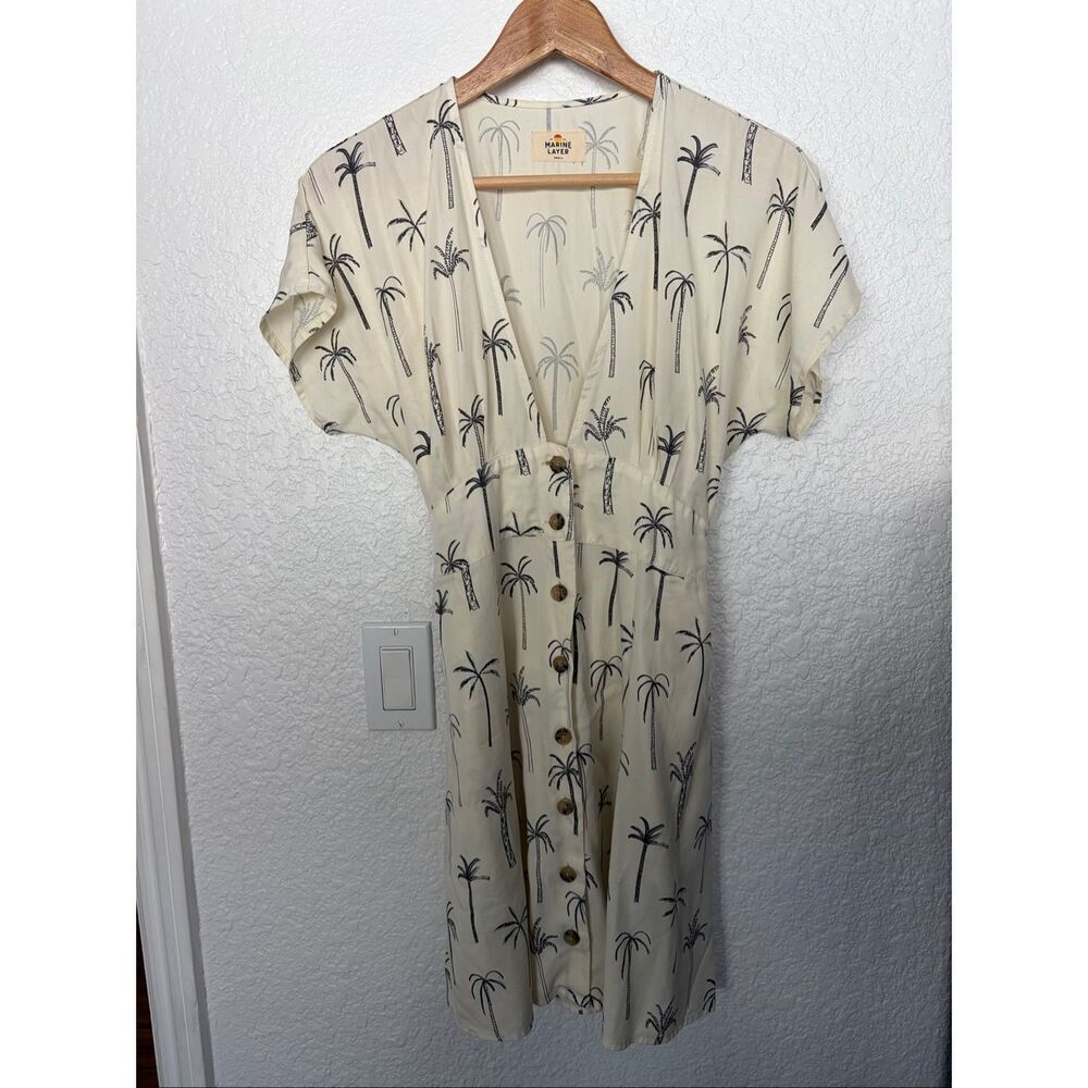 Marine Layer Camila Mini Dress White Palm Print Size S - Picture 4 of 12
